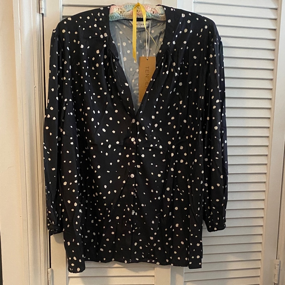 Elegant Black and White Polka Dot Blouse